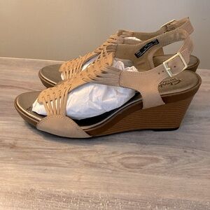 Comfortable woven leather boho chic wedge sandals
